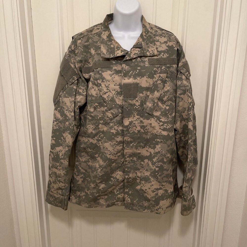 US Army Combat Uniform Digital Camo Zip Field Jacket Shirt Mens Small/Long